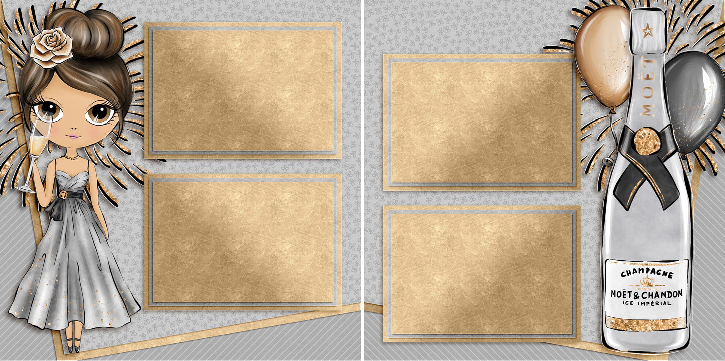 New Year Diva Brunette - 4566 - EZscrapbooks Scrapbook Layouts New Year's