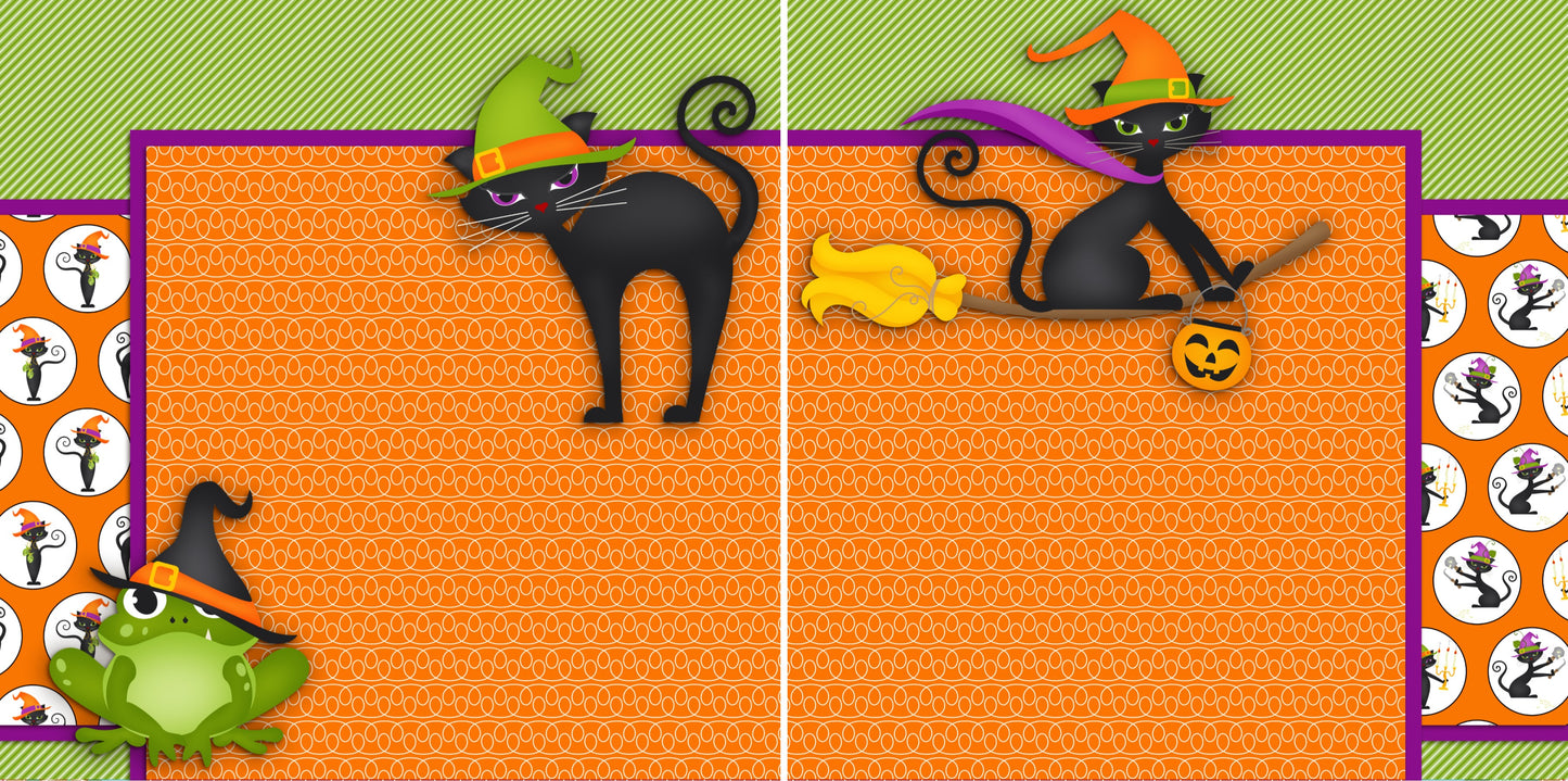 Black Cats NPM - 2388 - EZscrapbooks Scrapbook Layouts Halloween