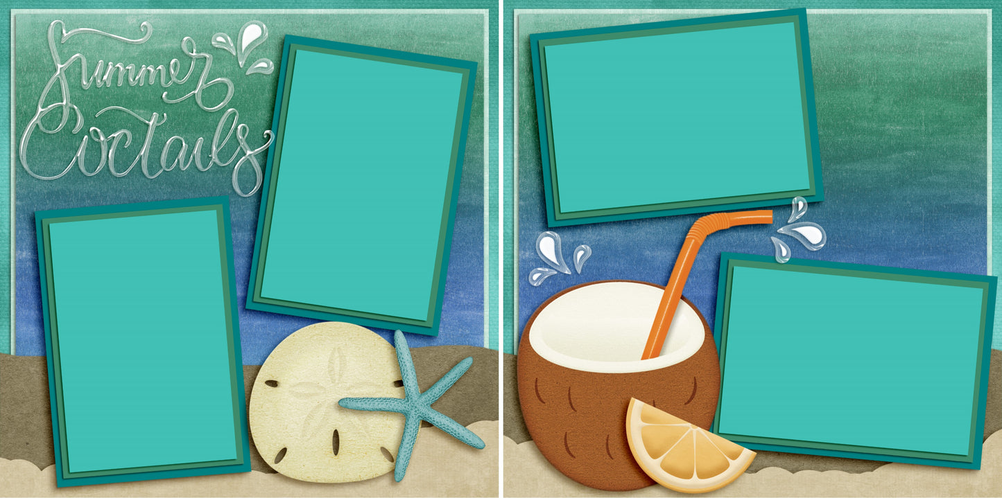 Summer Cocktails - 3988 - EZscrapbooks Scrapbook Layouts Beach - Tropical, Summer, Swimming - Pool