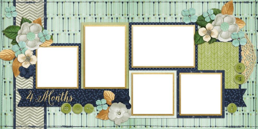 Baby Boy 4 Months - Digital Scrapbook Pages - INSTANT DOWNLOAD - EZscrapbooks Scrapbook Layouts Baby - Toddler