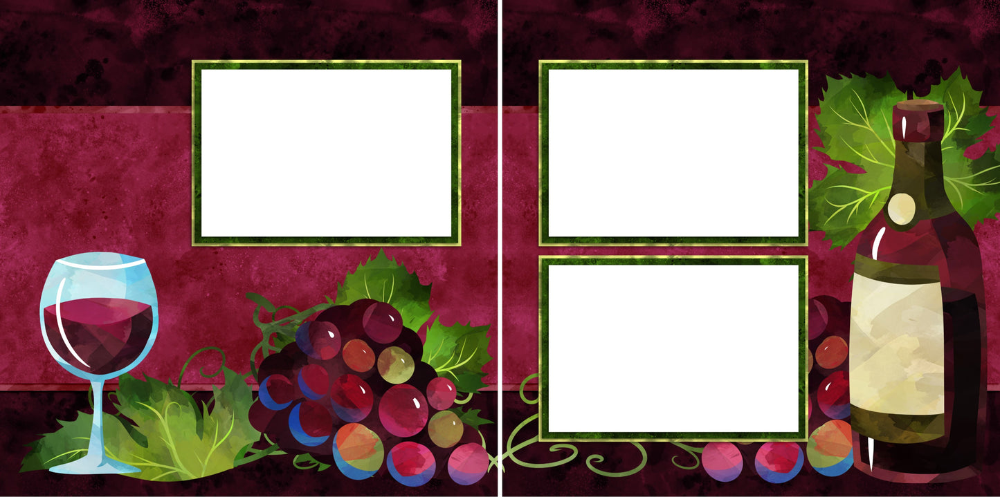 Red Wine - Digital Scrapbook Pages - INSTANT DOWNLOAD - EZscrapbooks Scrapbook Layouts Foods