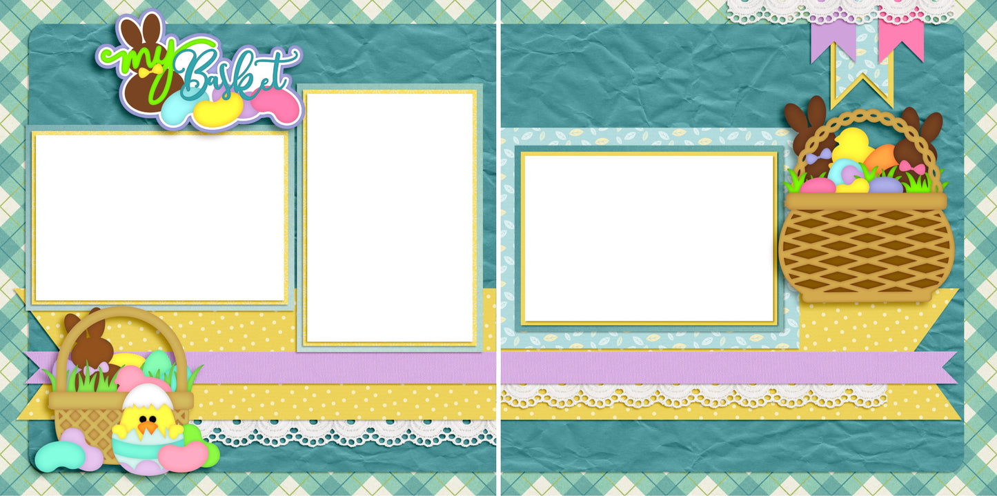 My Basket - Easter - Digital Scrapbook Pages - INSTANT DOWNLOAD - 2019 - EZscrapbooks Scrapbook Layouts Spring - Easter