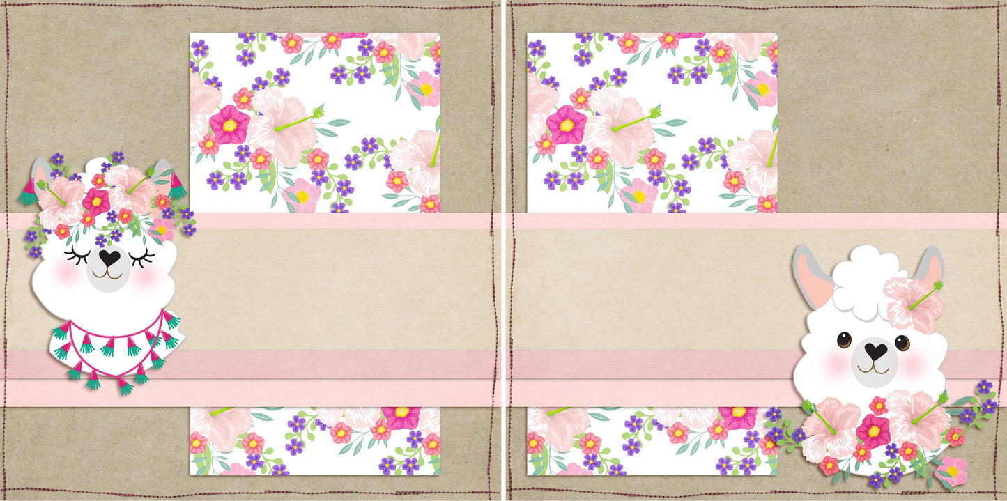 Flowers & Llamas NPM - 4889 - EZscrapbooks Scrapbook Layouts Other