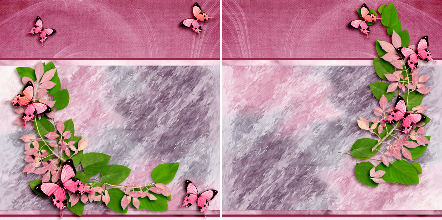 Butterflies NPM - 2928 - EZscrapbooks Scrapbook Layouts Girls, Spring - Easter