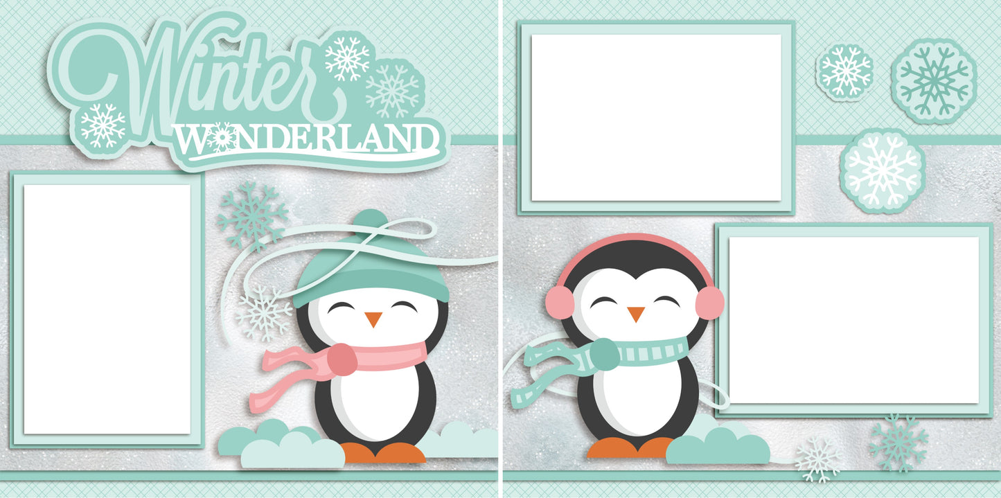 Winter Wonderland - Digital Scrapbook Pages - INSTANT DOWNLOAD - EZscrapbooks Scrapbook Layouts Christmas, Winter