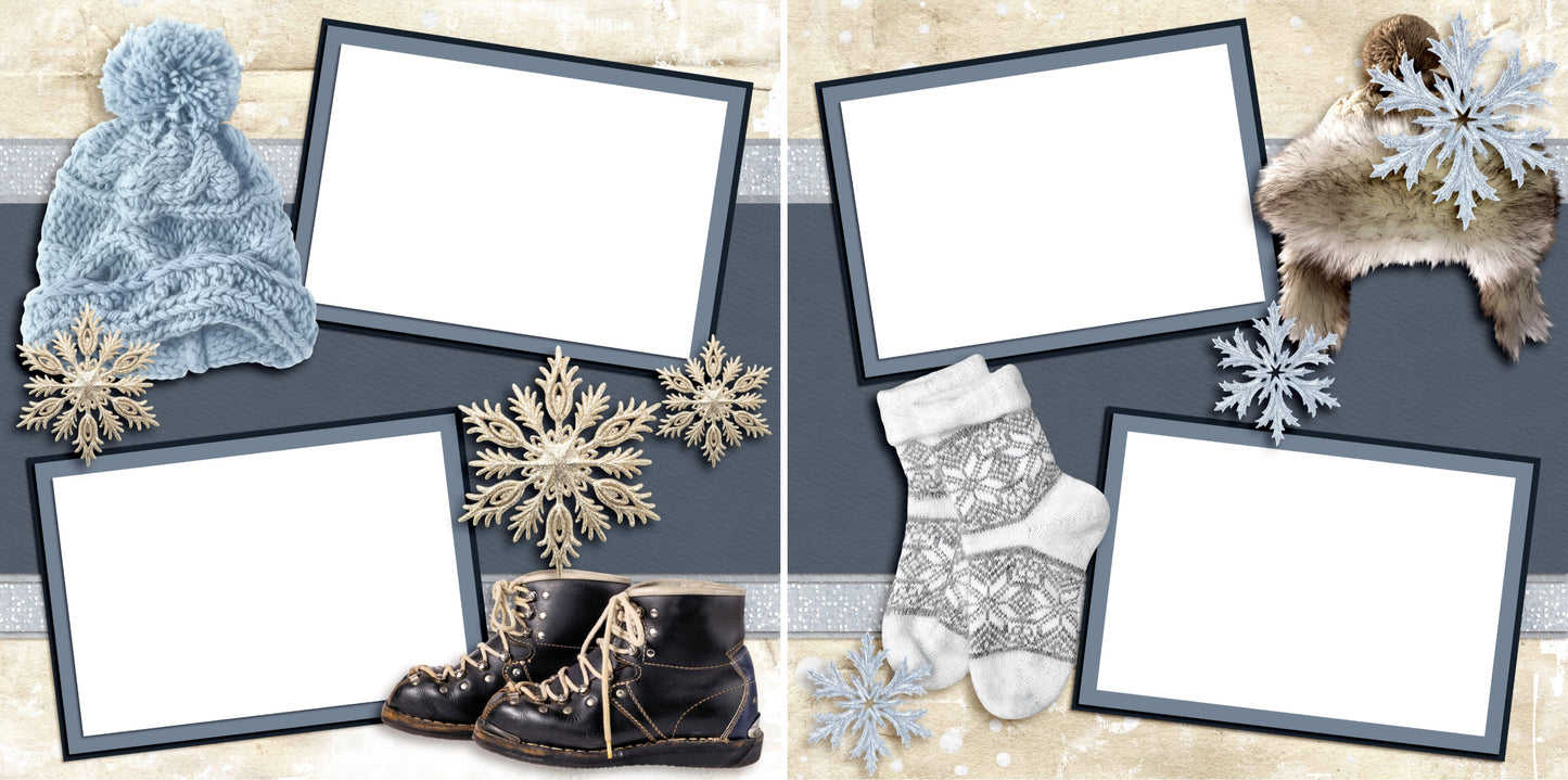 Winter Gear - Digital Scrapbook Pages - INSTANT DOWNLOAD - EZscrapbooks Scrapbook Layouts Winter