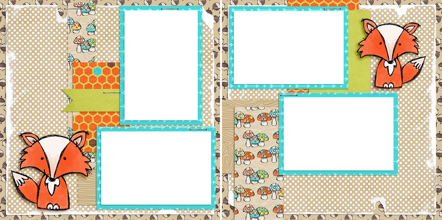 Woodland Fox - Digital Scrapbook Pages - INSTANT DOWNLOAD - EZscrapbooks Scrapbook Layouts animals, fox, spring, summer
