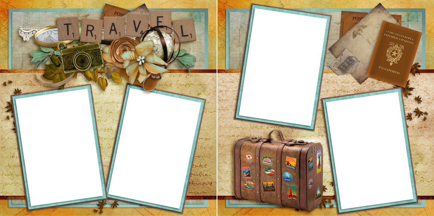 Vintage Travel 1 - Digital Scrapbook Pages - INSTANT DOWNLOAD - EZscrapbooks Scrapbook Layouts travel