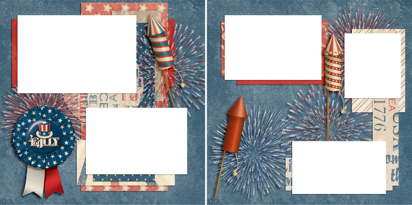 Let Freedom Ring - Digital Scrapbook Pages - INSTANT DOWNLOAD - EZscrapbooks Scrapbook Layouts July 4th - Patriotic, Patriotic, Summer