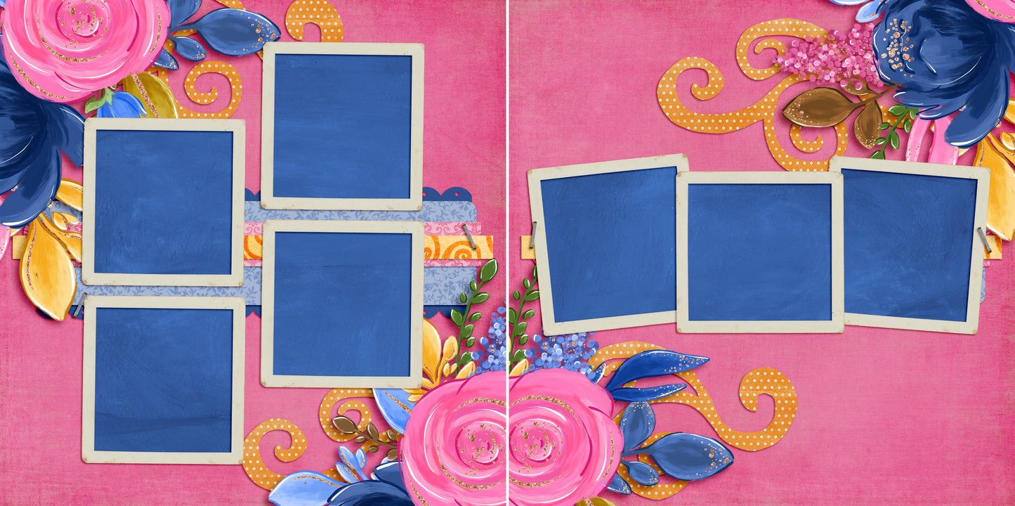 Royal Spring - 5398 - EZscrapbooks Scrapbook Layouts Flowers, Spring - Easter