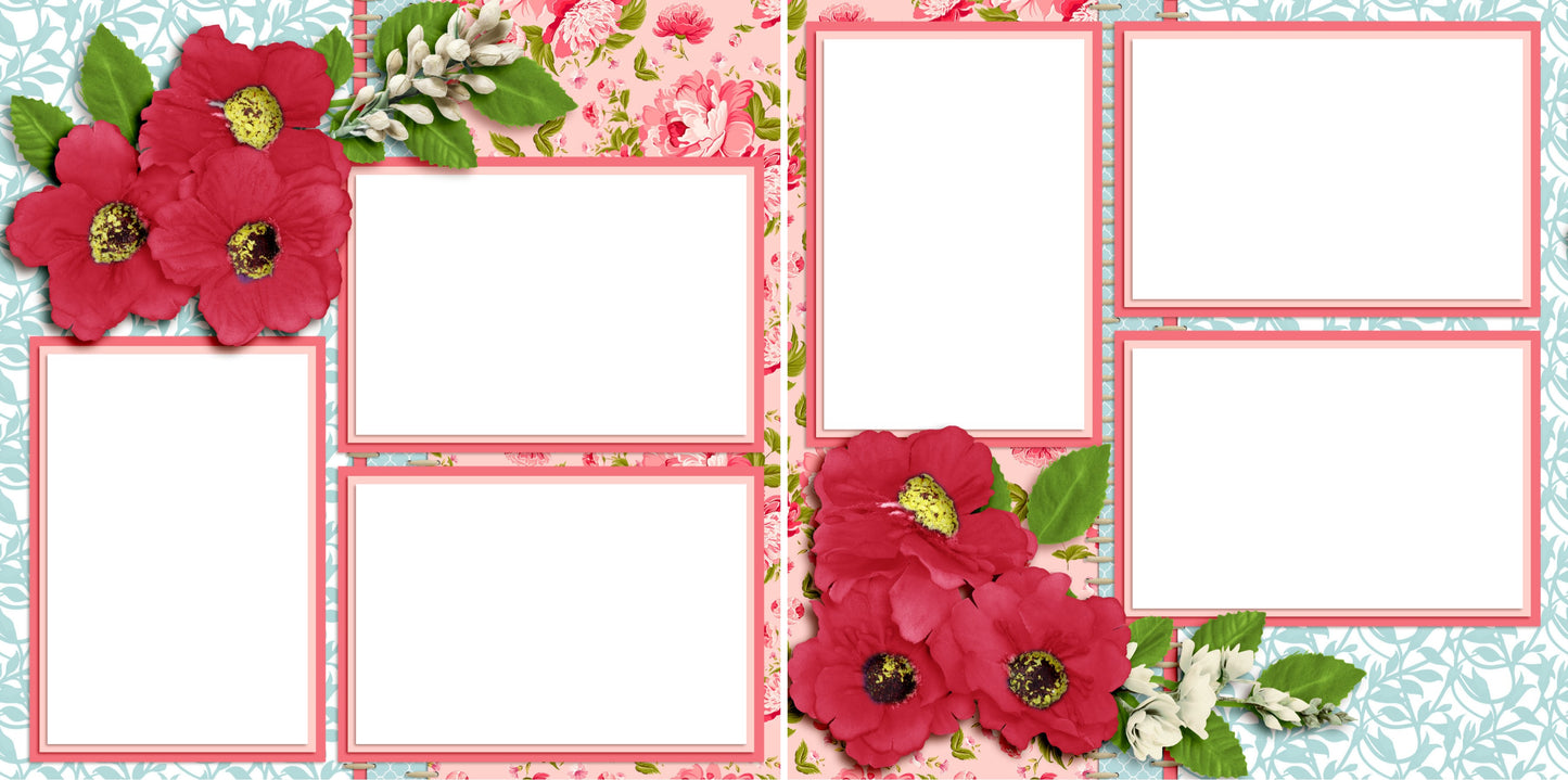 Flowers - Digital Scrapbook Pages - INSTANT DOWNLOAD - EZscrapbooks Scrapbook Layouts Flowers