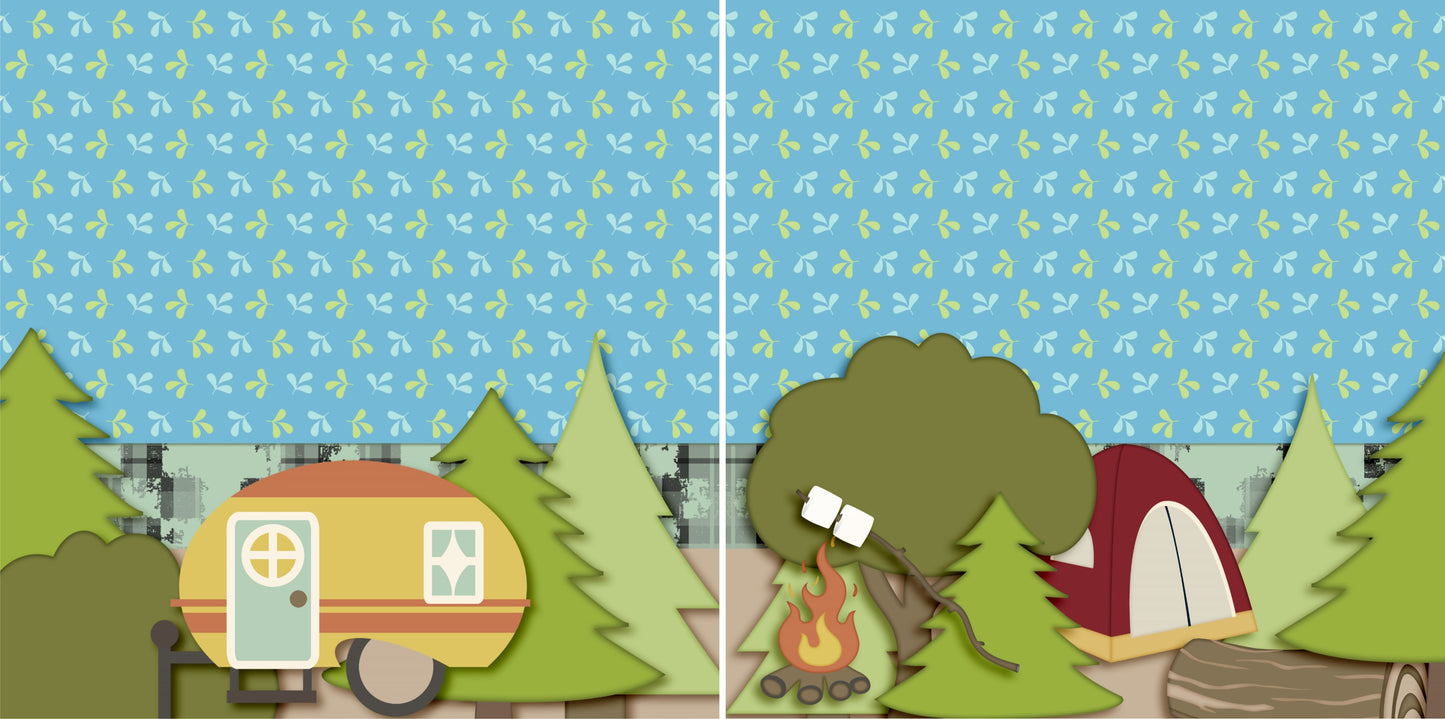 Campout NPM - 3967 - EZscrapbooks Scrapbook Layouts Camping - Hiking