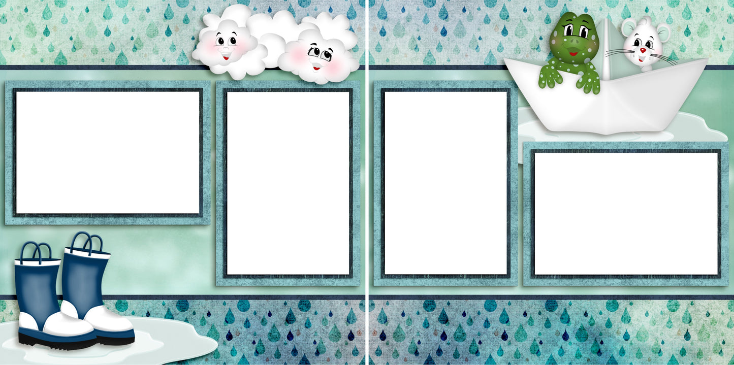 Raindrops - Digital Scrapbook Pages - INSTANT DOWNLOAD - 2019 - EZscrapbooks Scrapbook Layouts Spring - Easter