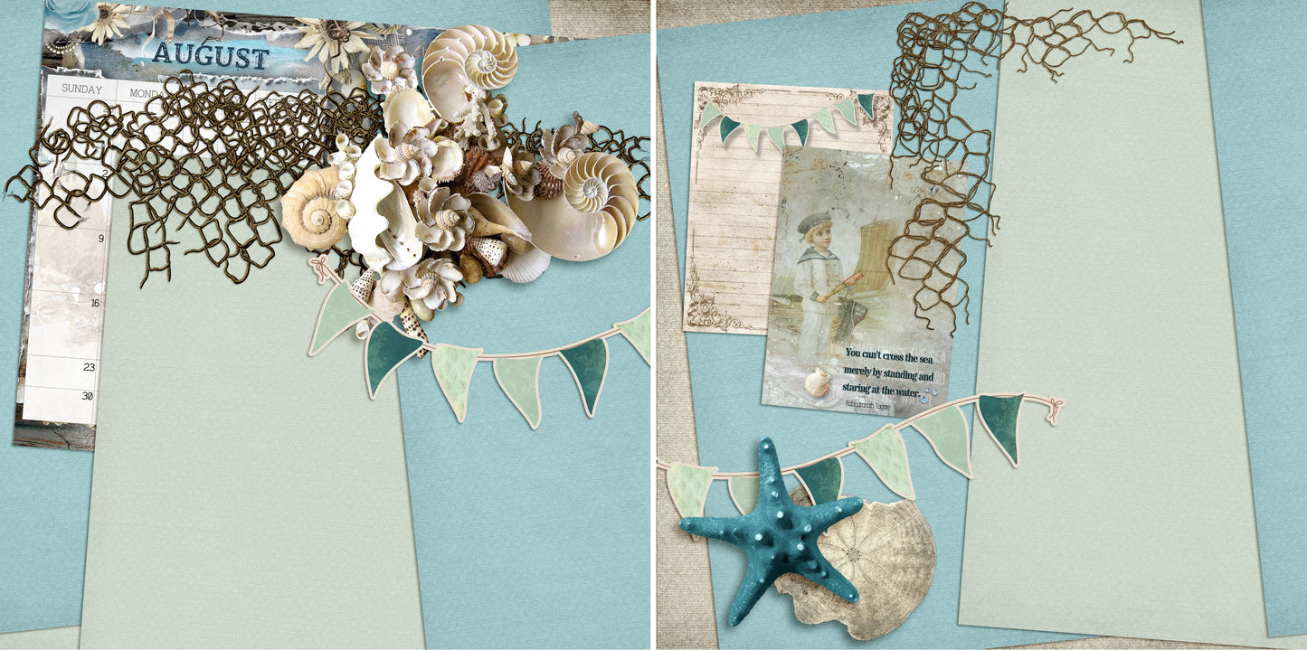 August NPM - 4837 - EZscrapbooks Scrapbook Layouts Months of the Year