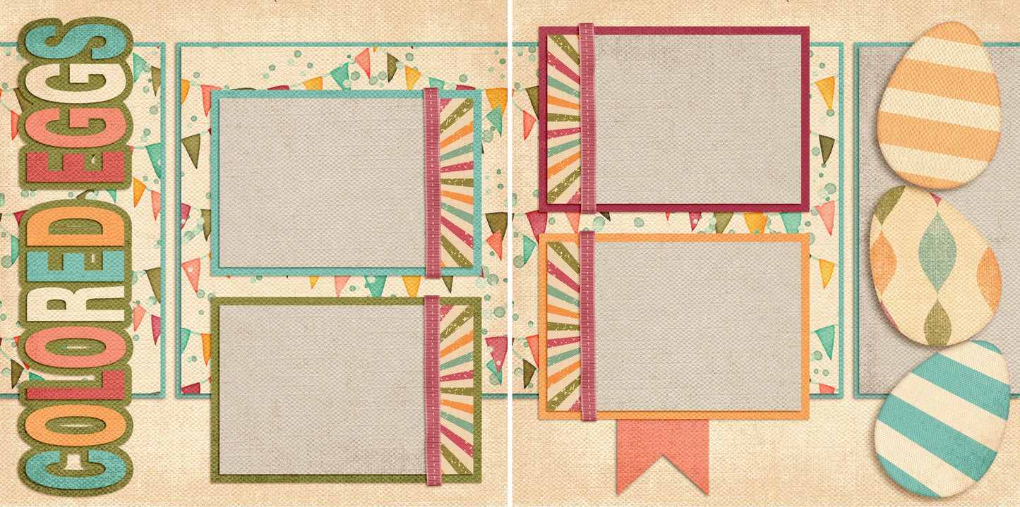 Colored Eggs - 4678 - EZscrapbooks Scrapbook Layouts Spring - Easter