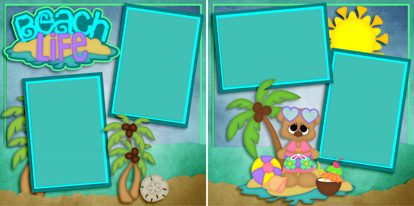 Beach Life Girl - 2990 - EZscrapbooks Scrapbook Layouts Beach - Tropical