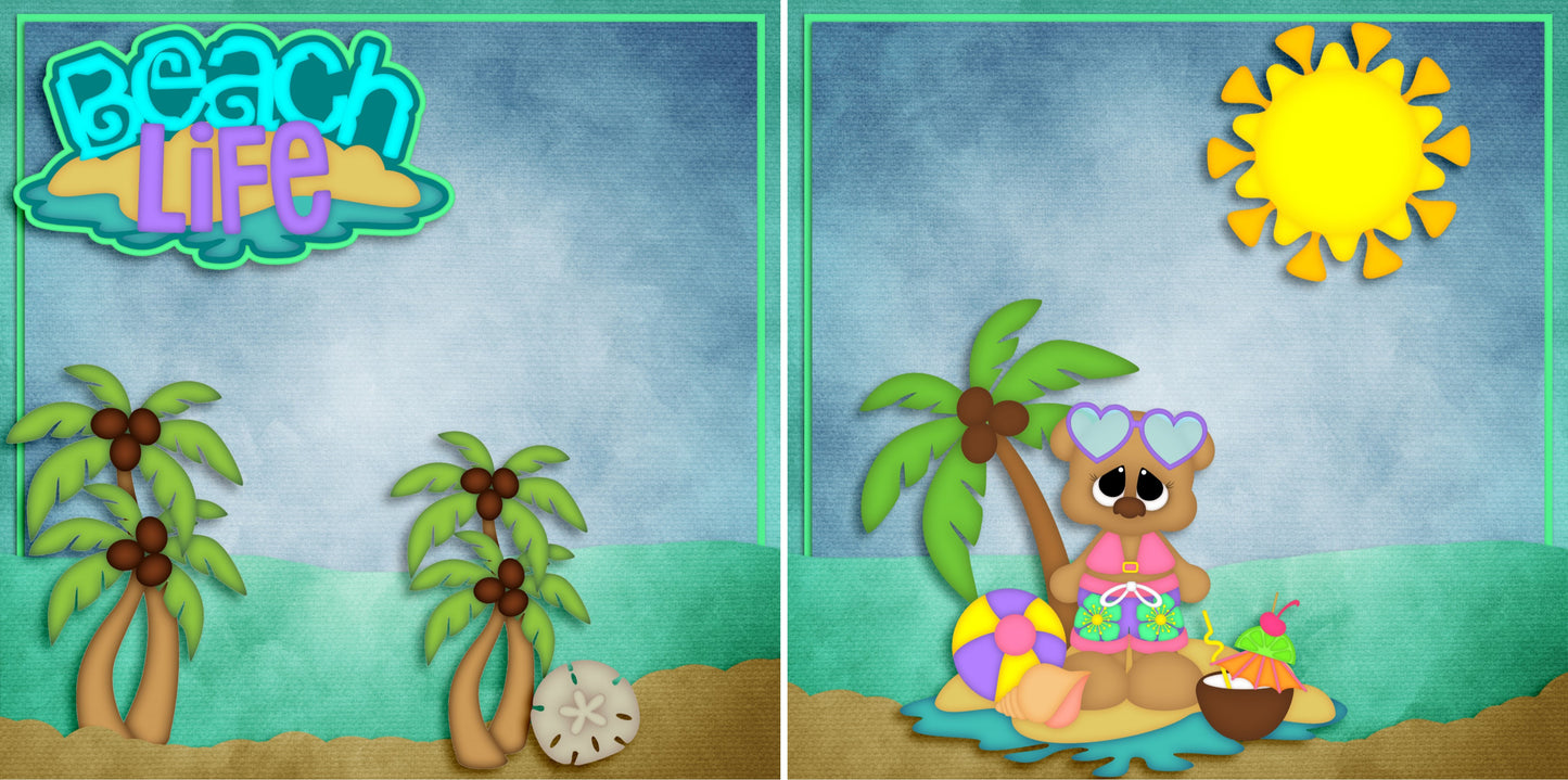 Beach Life Girl NPM - 2991 - EZscrapbooks Scrapbook Layouts Beach - Tropical