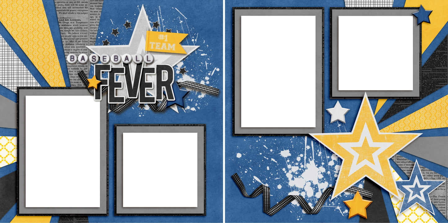 Baseball Fever - Digital Scrapbook Pages - INSTANT DOWNLOAD - EZscrapbooks Scrapbook Layouts baseball, Sports