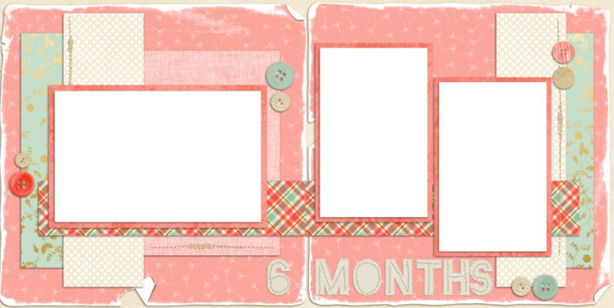 Baby Girl 6 Months - Digital Scrapbook Pages - INSTANT DOWNLOAD - EZscrapbooks Scrapbook Layouts Baby - Toddler