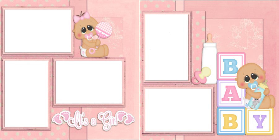 New Baby Girl - Digital Scrapbook Pages - INSTANT DOWNLOAD - EZscrapbooks Scrapbook Layouts Baby - Toddler