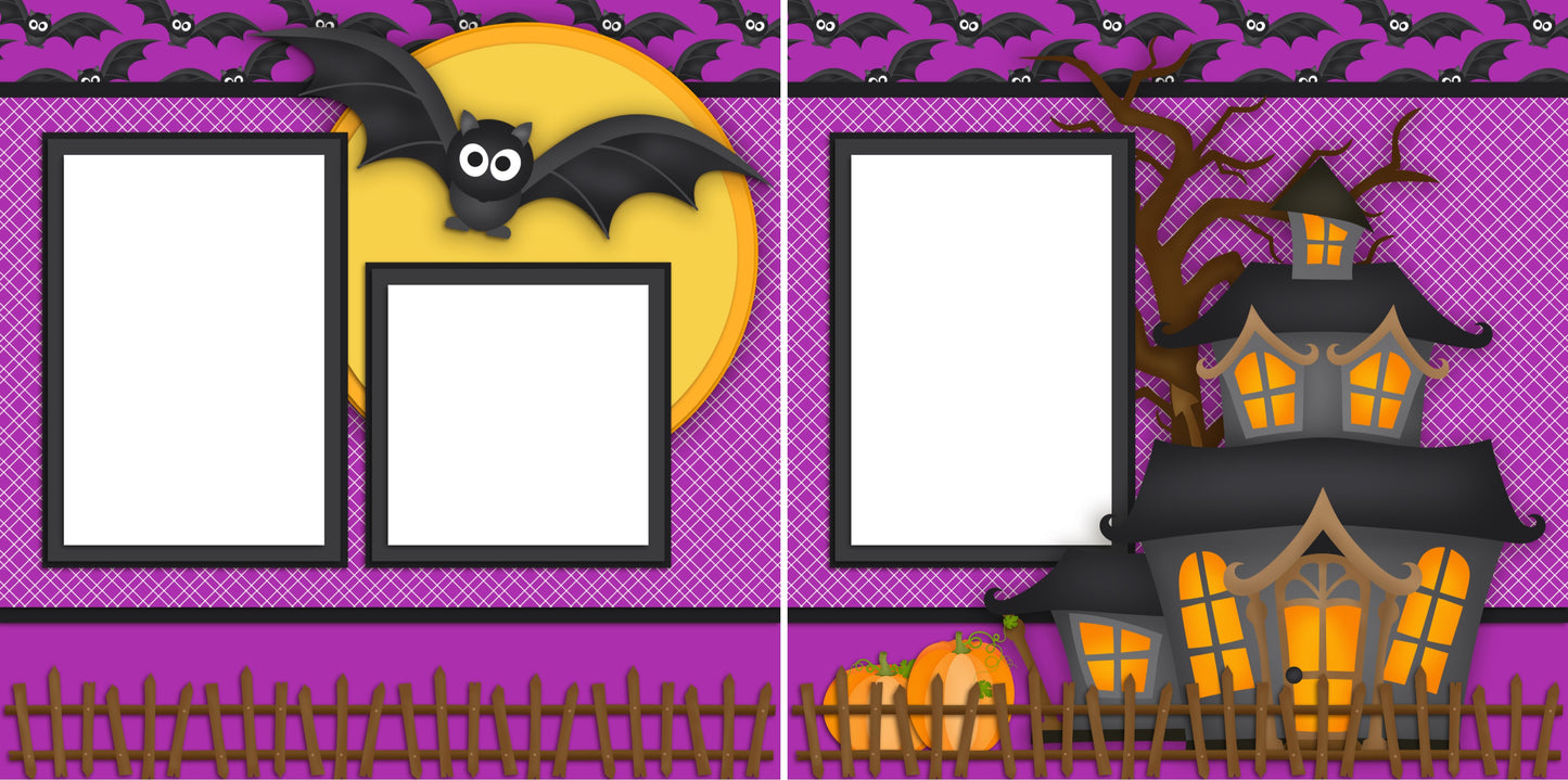 Spookhouse - Digital Scrapbook Pages - INSTANT DOWNLOAD - EZscrapbooks Scrapbook Layouts Halloween