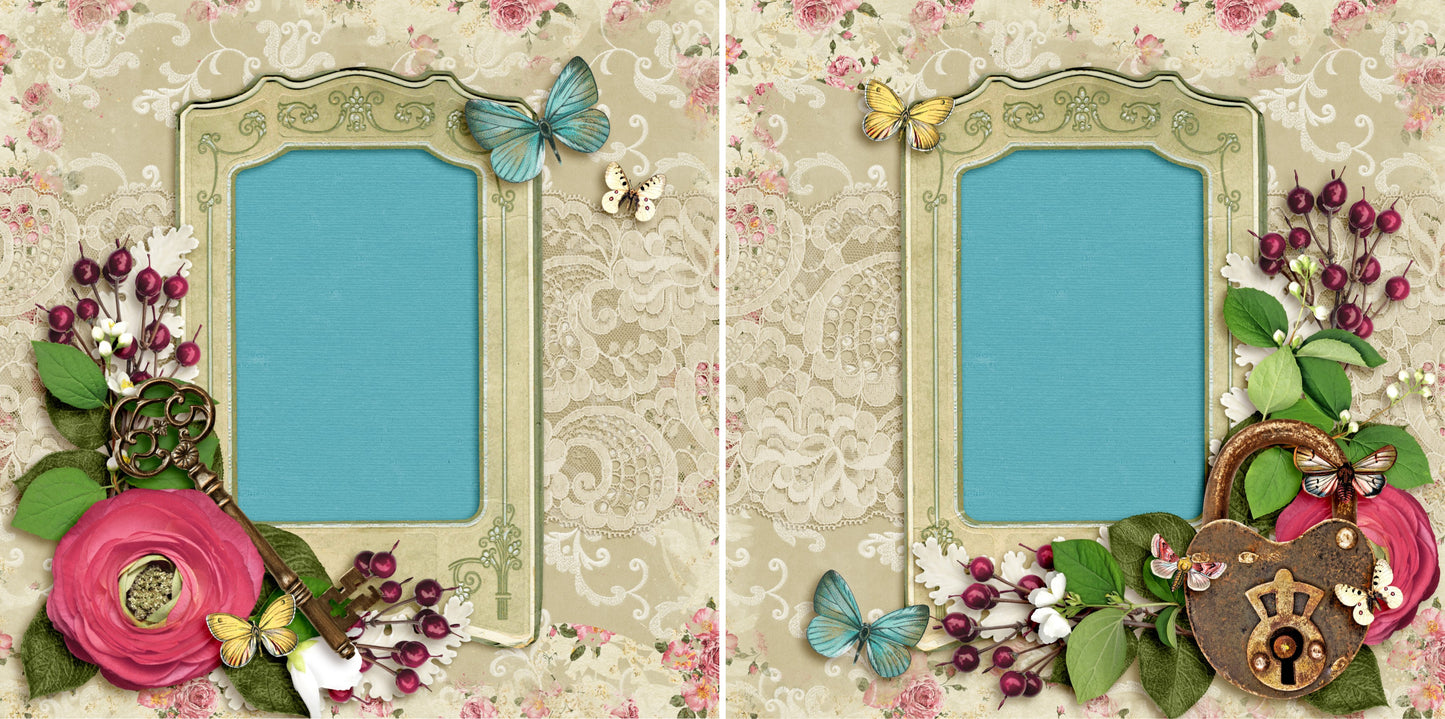 Vintage Lock & Key - 3942 - EZscrapbooks Scrapbook Layouts Girls, Heritage, Other