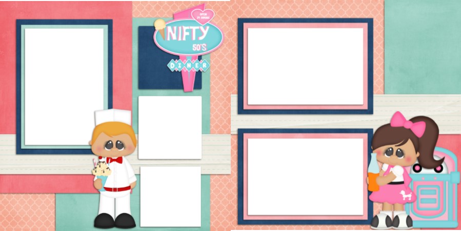 Nifty 50's - Digital Scrapbook Pages - INSTANT DOWNLOAD - EZscrapbooks Scrapbook Layouts Decades Past