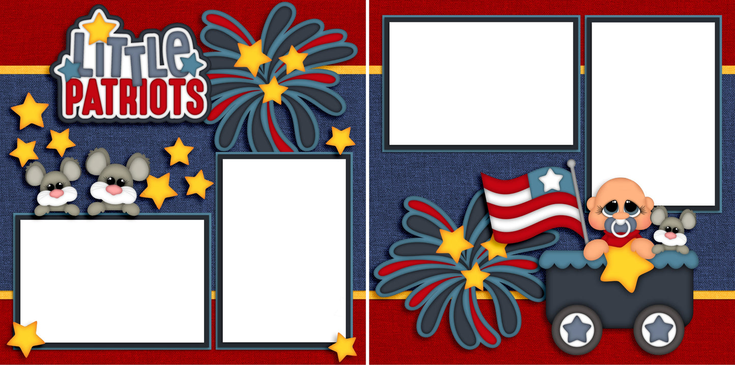Little Patriots Baby Boy - Digital Scrapbook Pages - INSTANT DOWNLOAD - EZscrapbooks Scrapbook Layouts Baby - Toddler, July 4th - Patriotic