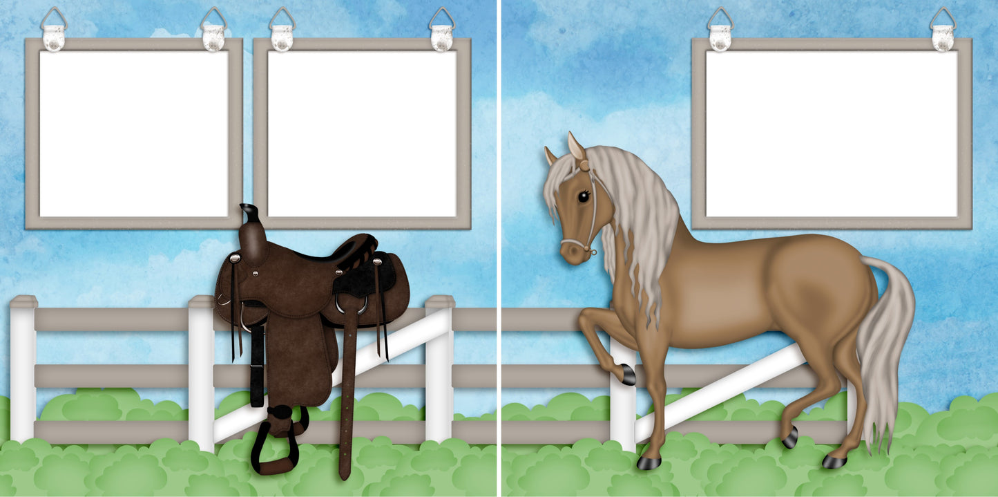 Horse Life - Digital Scrapbook Pages - INSTANT DOWNLOAD - 2019 - EZscrapbooks Scrapbook Layouts Horses, Western - Cowboy