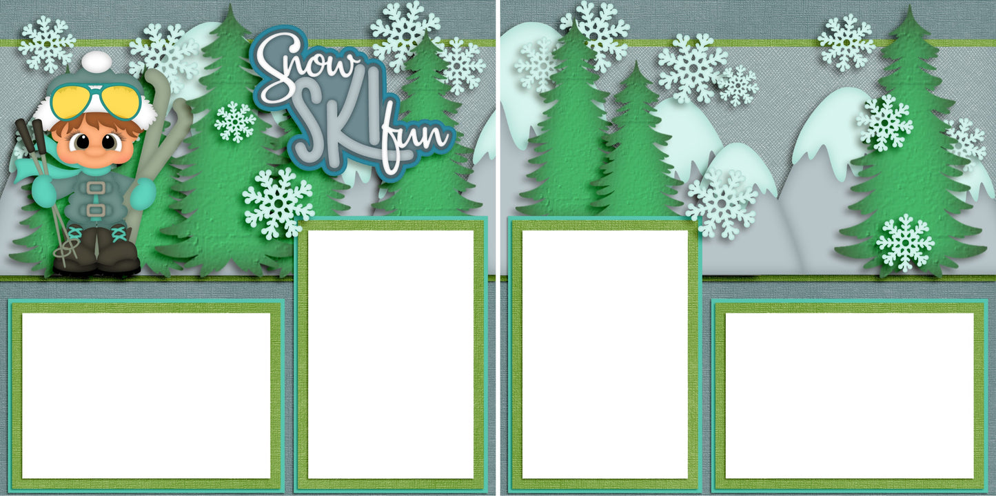 Ski Fun Boy - Digital Scrapbook Pages - INSTANT DOWNLOAD - EZscrapbooks Scrapbook Layouts Winter