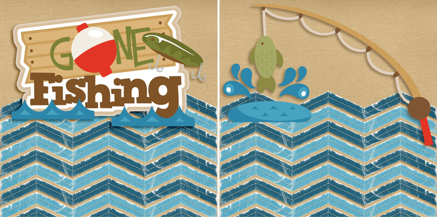 Gone Fishing NPM - 4053 - EZscrapbooks Scrapbook Layouts Hunting - Fishing
