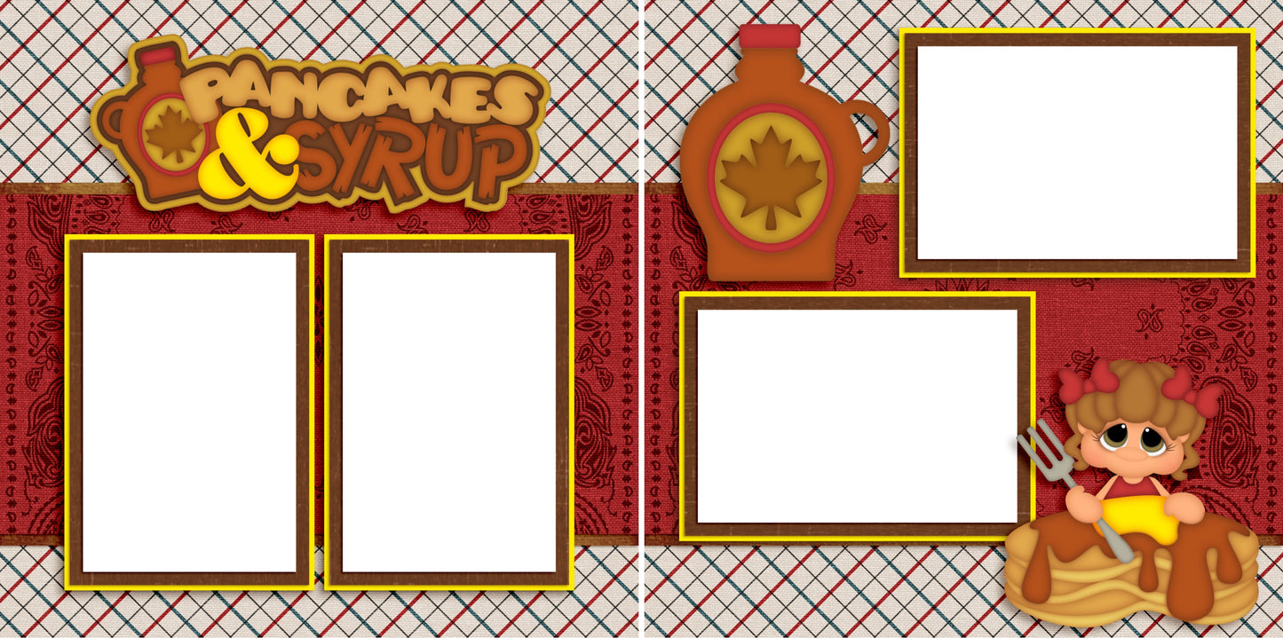 Pancakes & Syrup Girl - Digital Scrapbook Pages - INSTANT DOWNLOAD - EZscrapbooks Scrapbook Layouts Foods, Kids