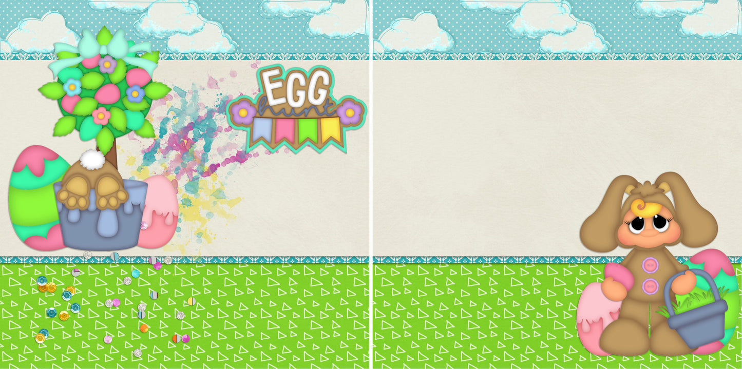 Egg Hunt NPM - 2452 - EZscrapbooks Scrapbook Layouts Spring - Easter