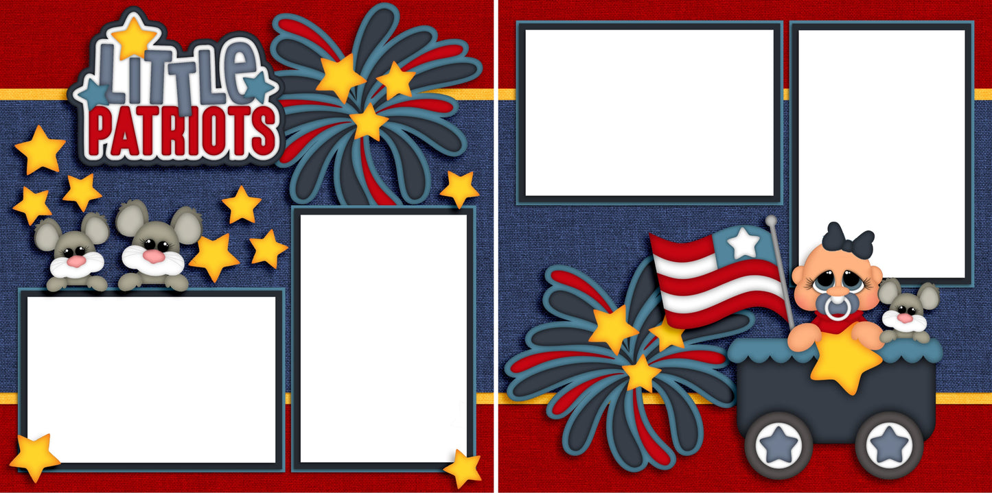 Little Patriots Baby Girl - Digital Scrapbook Pages - INSTANT DOWNLOAD - EZscrapbooks Scrapbook Layouts Baby - Toddler, July 4th - Patriotic