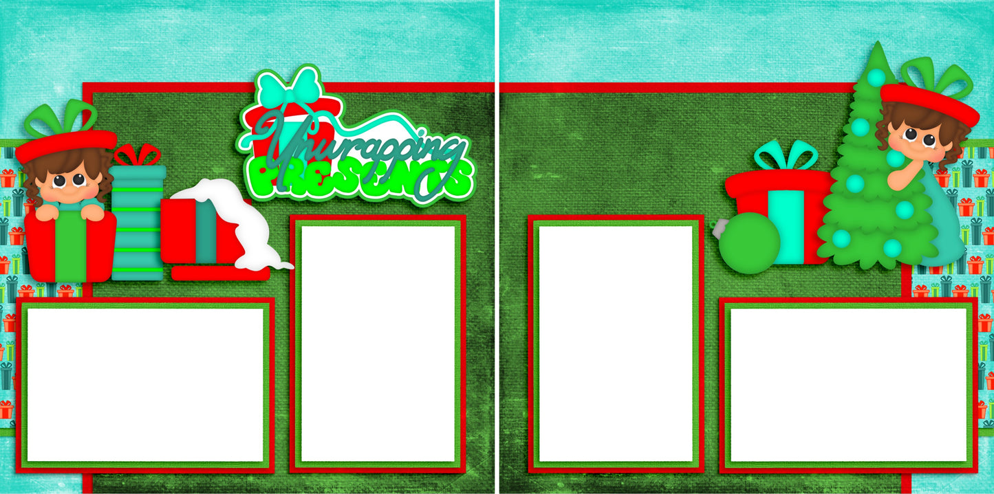 Unwrapping Presents - Digital Quick Page Set - INSTANT DOWNLOAD - EZscrapbooks Scrapbook Layouts Christmas