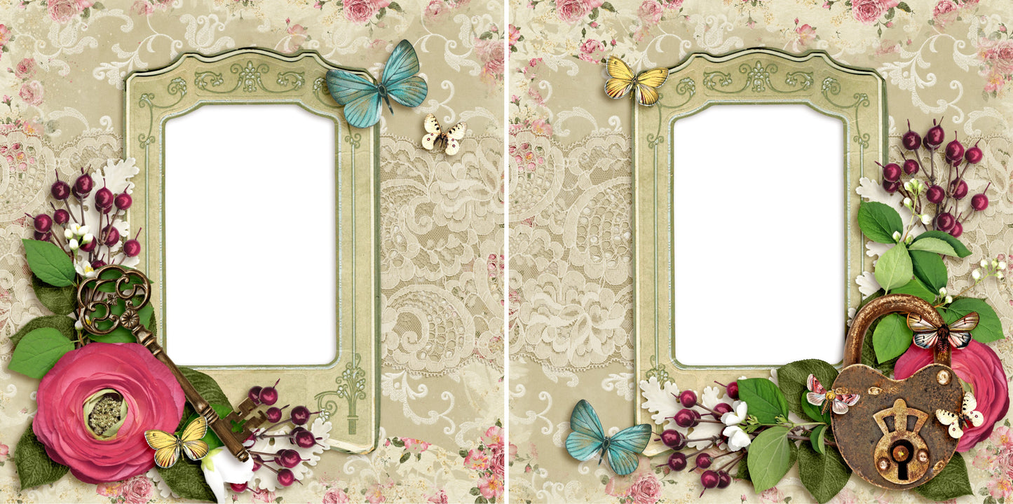 Vintage Lock & Key - Digital Scrapbook Pages - INSTANT DOWNLOAD - EZscrapbooks Scrapbook Layouts Heritage