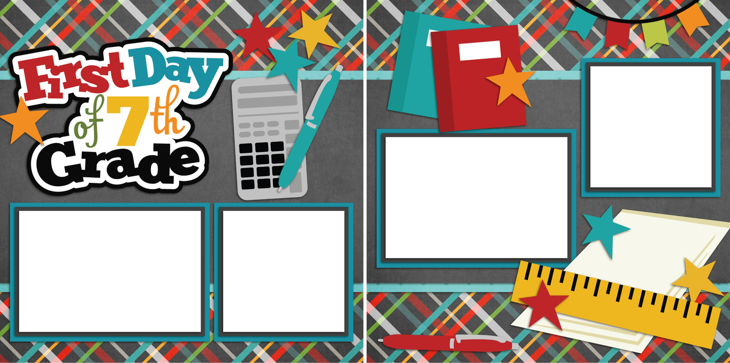 First Day of 7th Grade - Digital Scrapbook Pages - INSTANT DOWNLOAD - EZscrapbooks Scrapbook Layouts School
