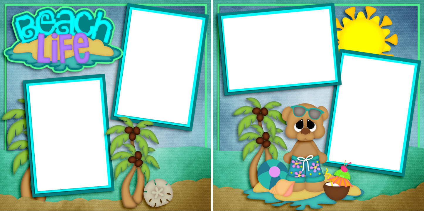 Beach Life Boy - Digital Scrapbook Pages - INSTANT DOWNLOAD - EZscrapbooks Scrapbook Layouts Beach - Tropical