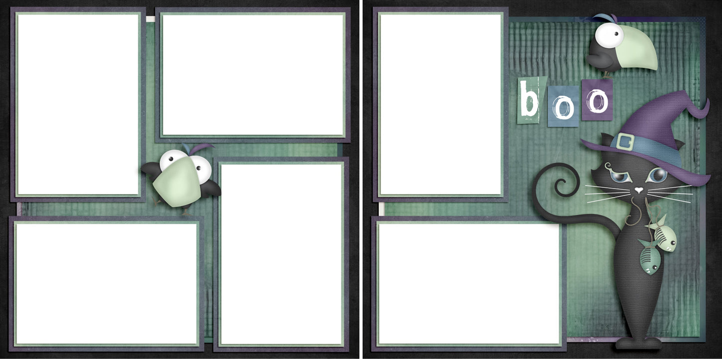 Creeper Cat - Digital Scrapbook Pages - INSTANT DOWNLOAD - 2019 - EZscrapbooks Scrapbook Layouts Halloween