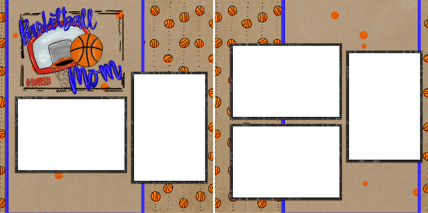 Basketball Mom - Digital Scrapbook Pages - INSTANT DOWNLOAD - EZscrapbooks Scrapbook Layouts basketball, Sports