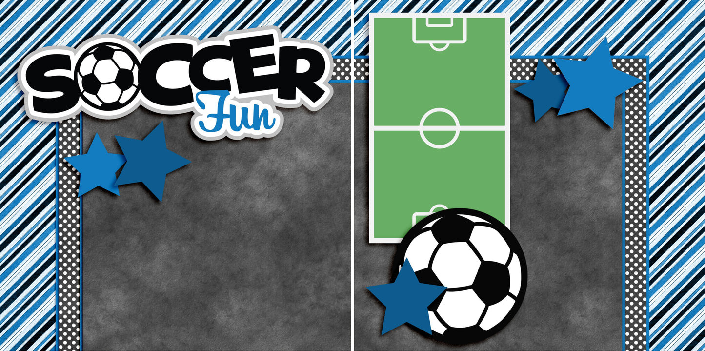 Soccer Fun Blue NPM - 3297 - EZscrapbooks Scrapbook Layouts soccer, Sports