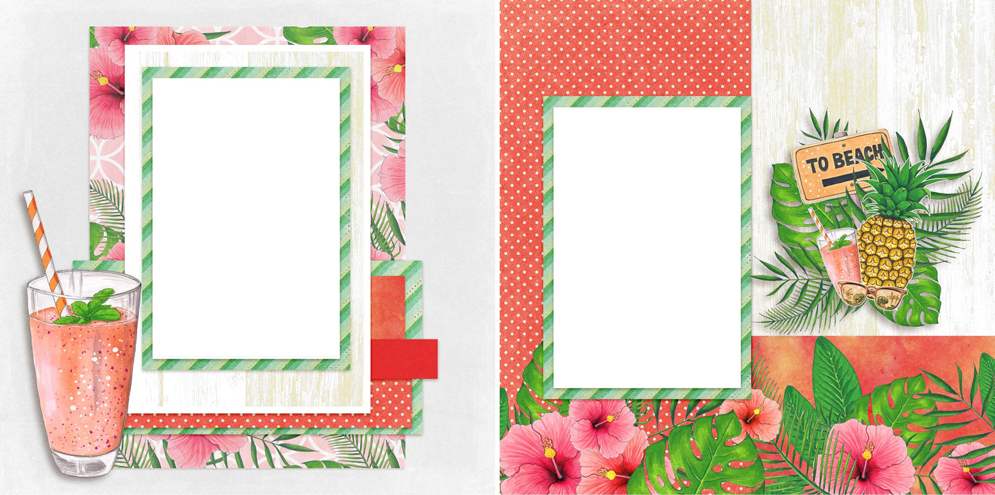 To Beach - Digital Scrapbook Pages - INSTANT DOWNLOAD - EZscrapbooks Scrapbook Layouts Beach, Summer, Vacation
