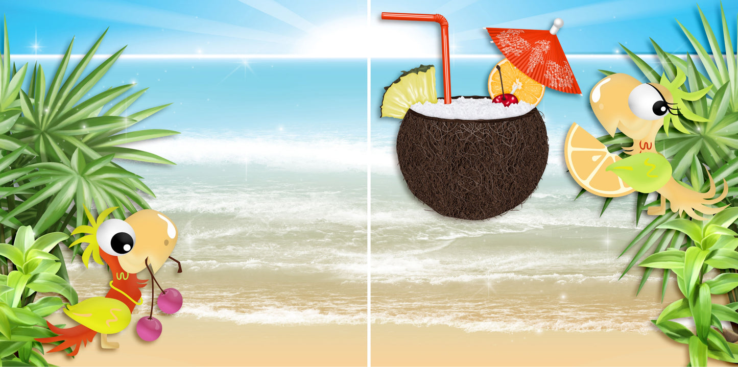 Party Parrots NPM - 4071 - EZscrapbooks Scrapbook Layouts Beach - Tropical, cruise, Summer