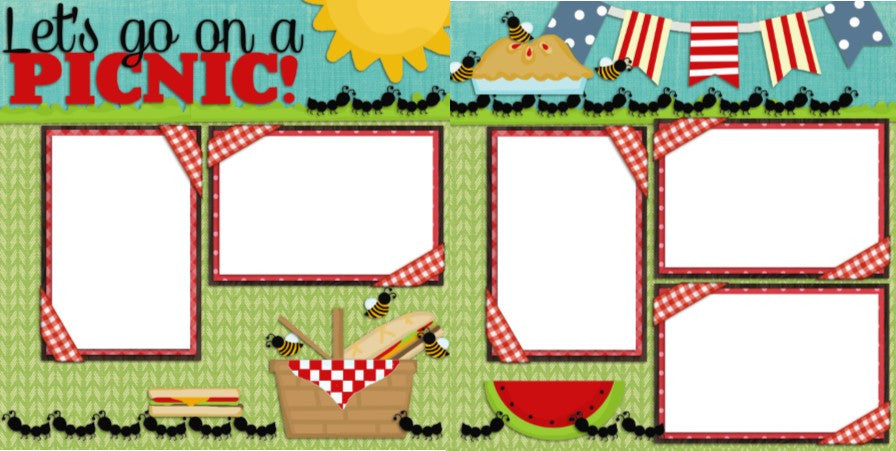 Picnic - Digital Scrapbook Pages - INSTANT DOWNLOAD - EZscrapbooks Scrapbook Layouts July 4th - Patriotic, Summer