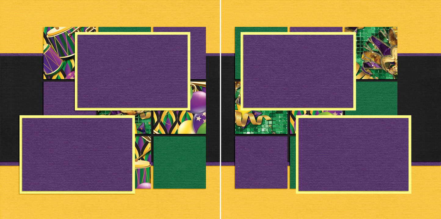 Purple Green & Gold - 5318 - EZscrapbooks Scrapbook Layouts New Orleans - Mardi Gras