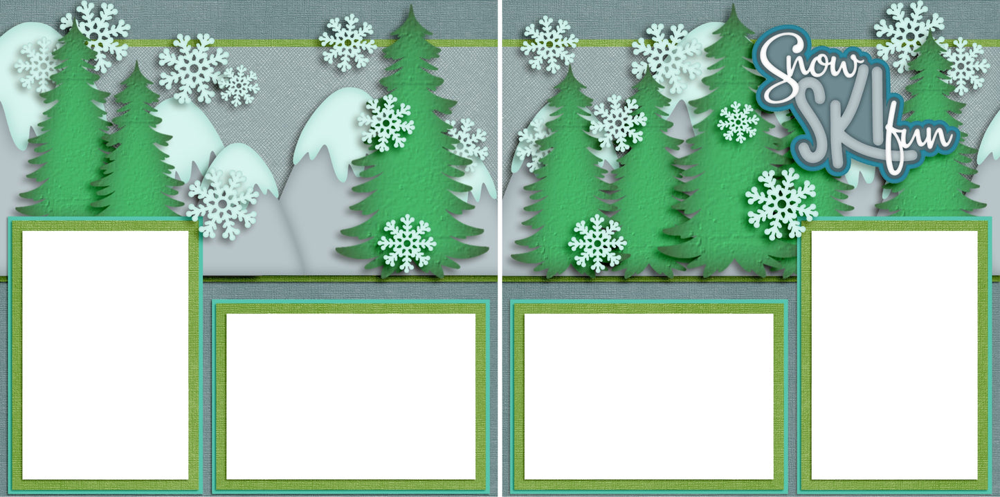 Ski Fun - Digital Scrapbook Pages - INSTANT DOWNLOAD - EZscrapbooks Scrapbook Layouts Winter