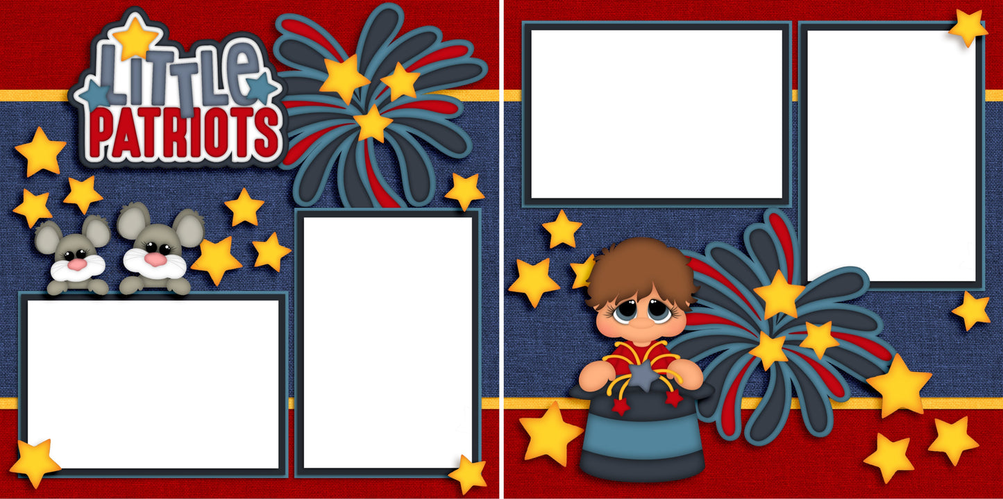 Little Patriots Boy - Digital Scrapbook Pages - INSTANT DOWNLOAD - EZscrapbooks Scrapbook Layouts Boys, July 4th - Patriotic