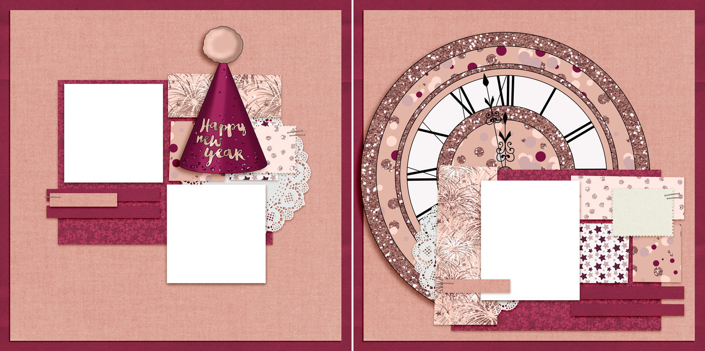Happy New Year - Digital Scrapbook Pages - INSTANT DOWNLOAD