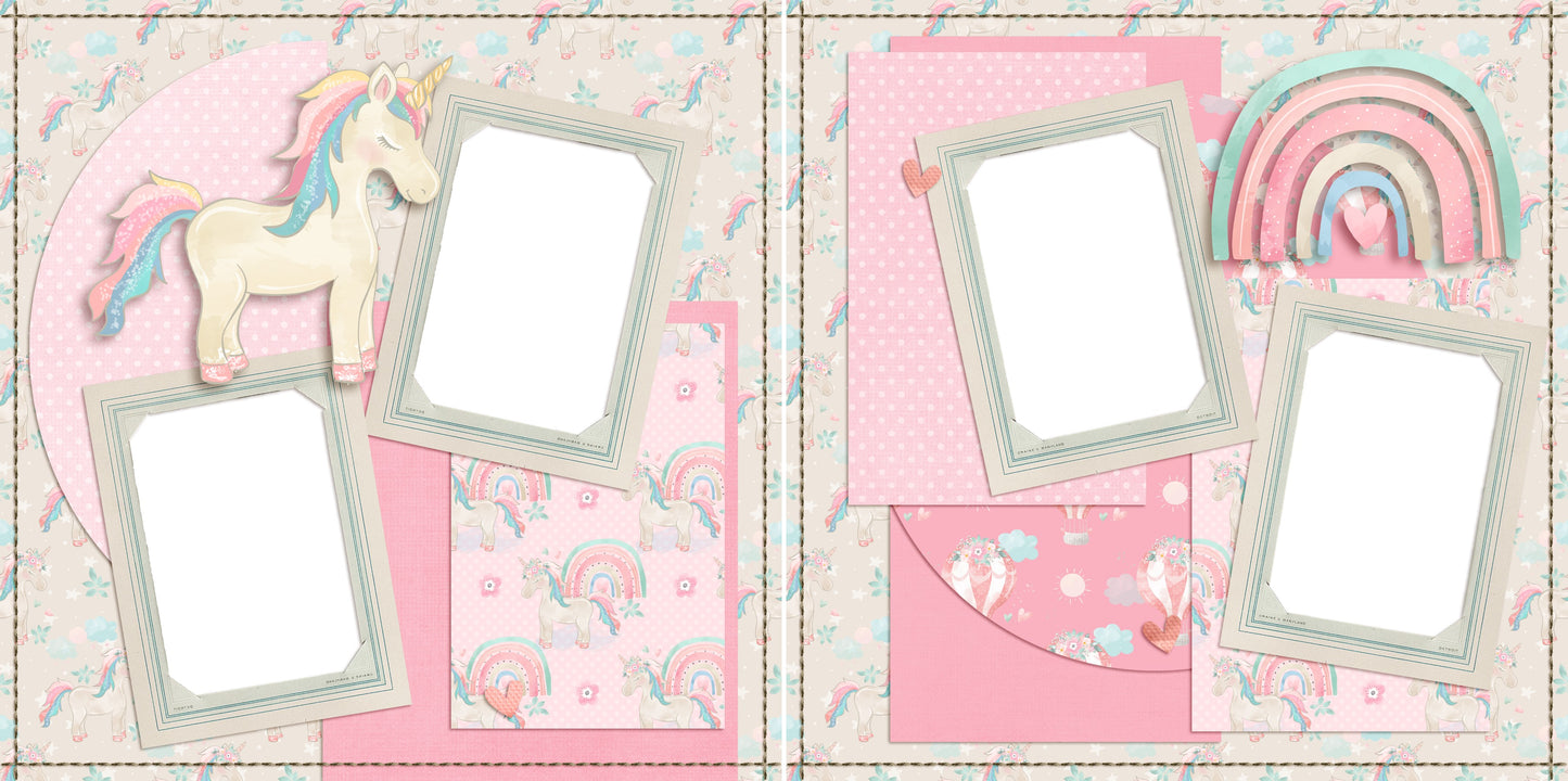 Unicorns & Rainbows - EZ Digital Scrapbook Pages - INSTANT DOWNLOAD