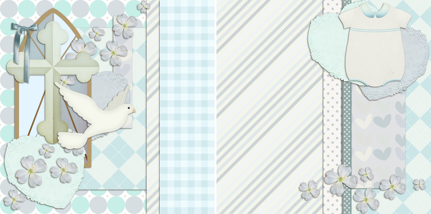 Boy Baptism NPM - 2638 - EZscrapbooks Scrapbook Layouts Baby - Toddler, Baptism, Faith - Religious